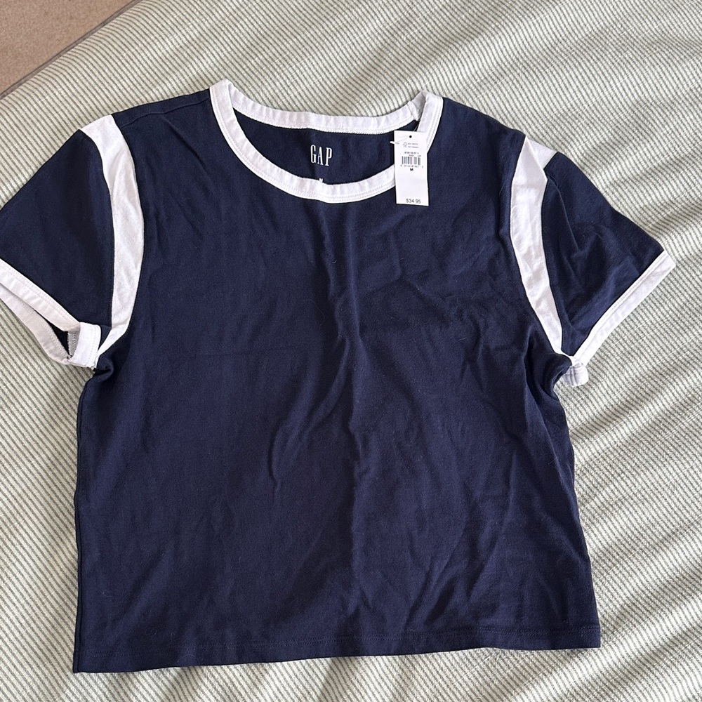 GAP Navy and White Jersey short Sleeve Tee